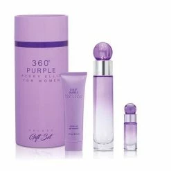Flash Sale 😀 Perry Ellis Fragrances Perry Ellis 360 Purple For 👩 Women - 3-piece Gift Set Canister, 1.7 Fl Oz 👏
